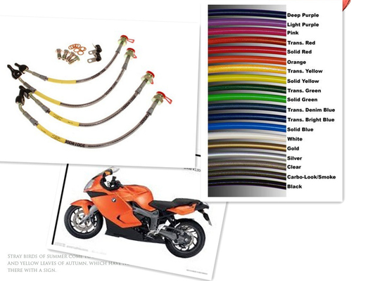China 1/8 SIZE Motorcycle Racing Colored /PTFE Steel Braided Brake Line Hose Kits supplier